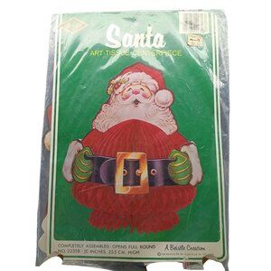 NIP Santa Art-Tissue Centerpiece By Beistle 10" Vintage Christmas Decoration